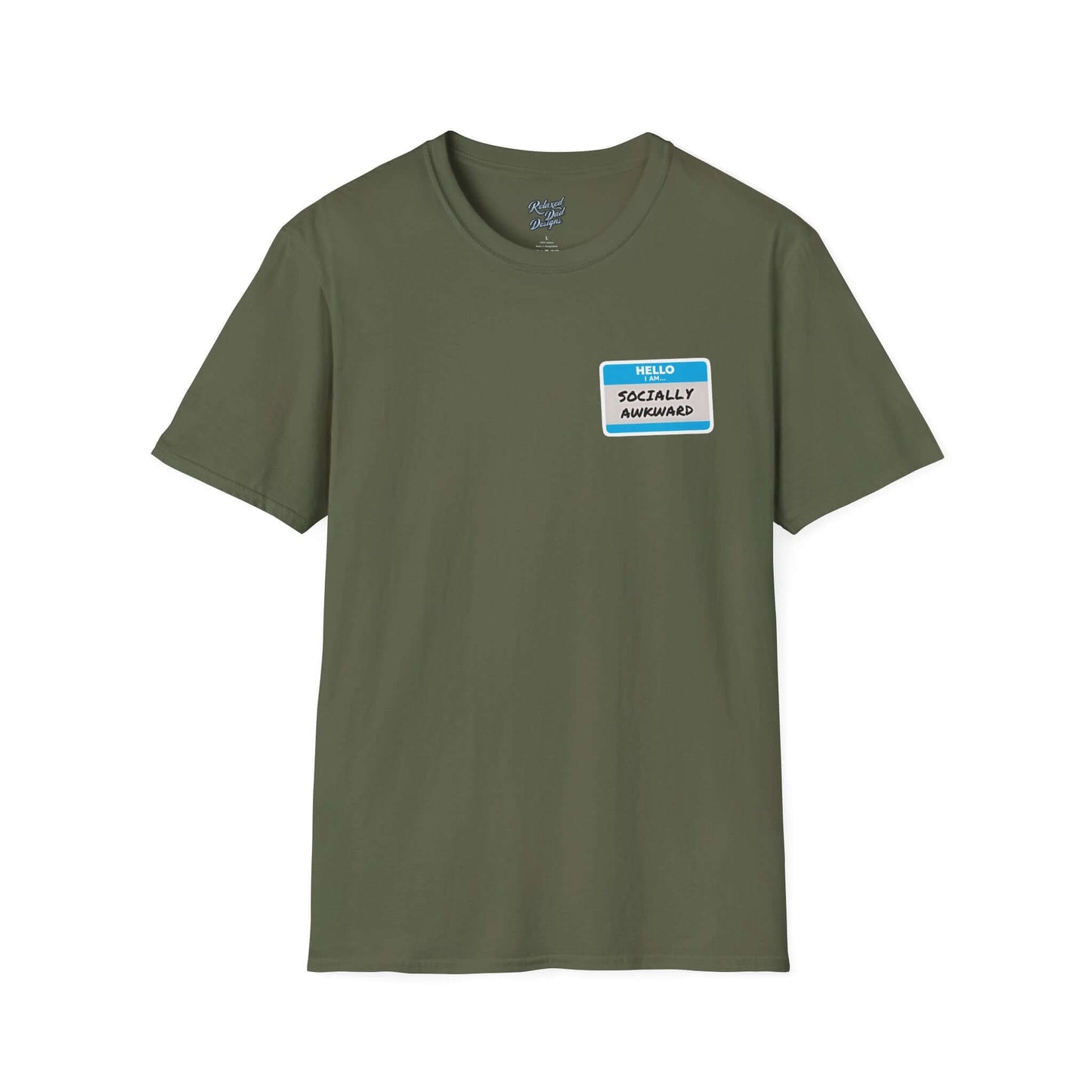 Relaxed Dad Designs - Socially Awkward Name Tag Tee